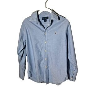 Polo Ralph Lauren Boys Shirt Size L (14-16) Blue Cotton Long Sleeve Preppy Churc